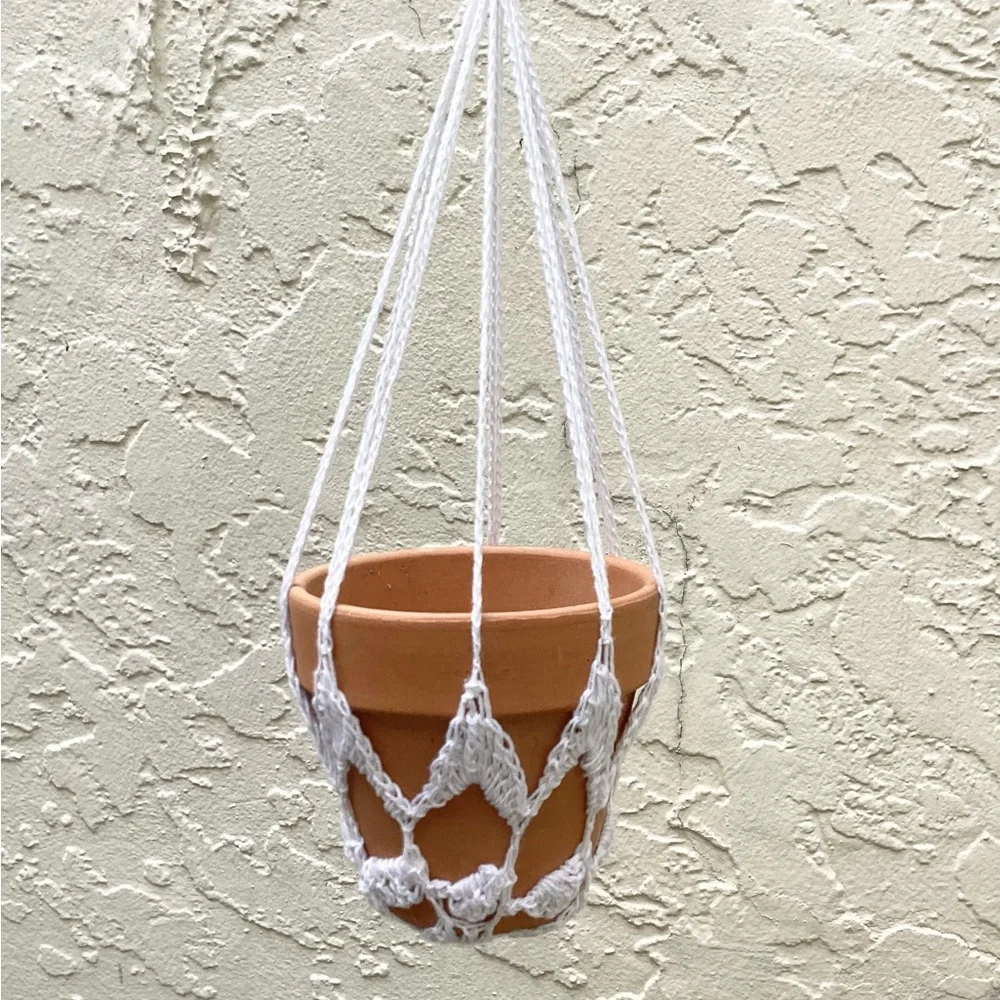 Plant Hanger Mini Hand Crafted White Terrarium Necessity Boho Dorm Botanical - Picture 13 of 15